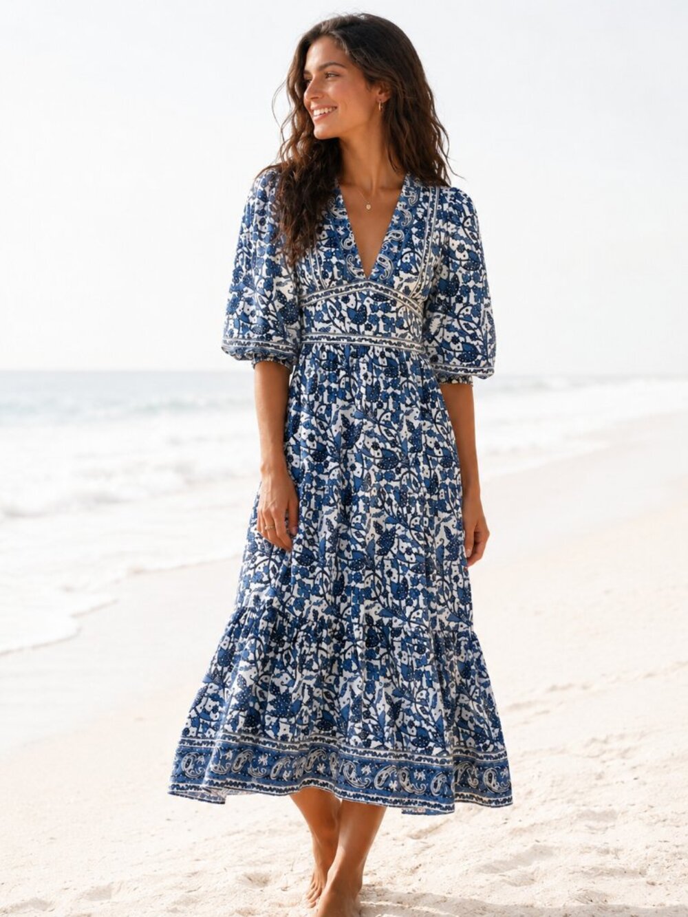 Anthropologie Love The Label Floral V-Neck Maxi Dress M
